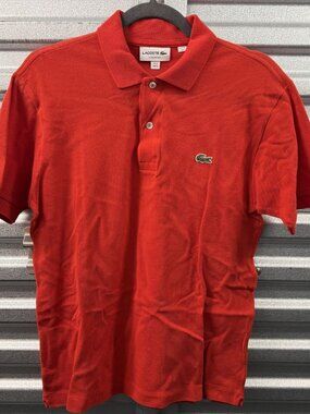 LACOSTE Dark Red Crocodile Logo Short Sleeves Classic Fit Polo Sz S